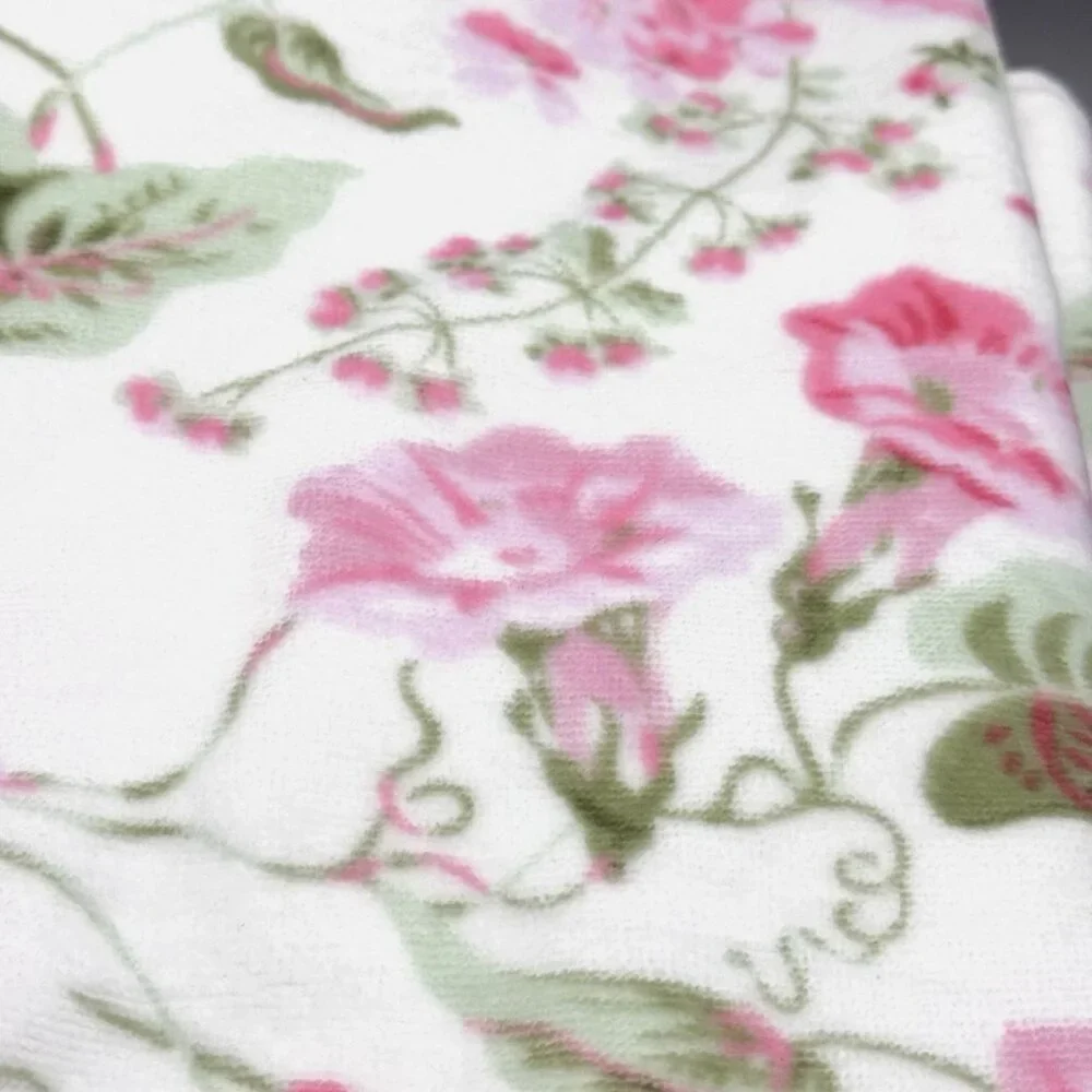 x4 Laura Ashley MORNING GLORIA Velour Bath Towel Set Pink Green Floral Glories